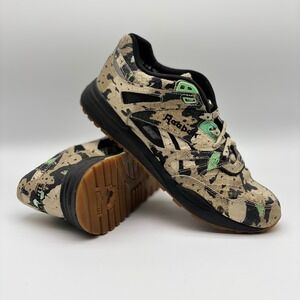 Reebok Ventilator Stash Camo Splatter Mens 9.5 Sneakers M48153 Black Green Tan